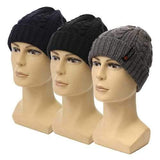 Men Crochet Braided Knit Winter Warm Ski Beanie Wool Cuff Hats Caps