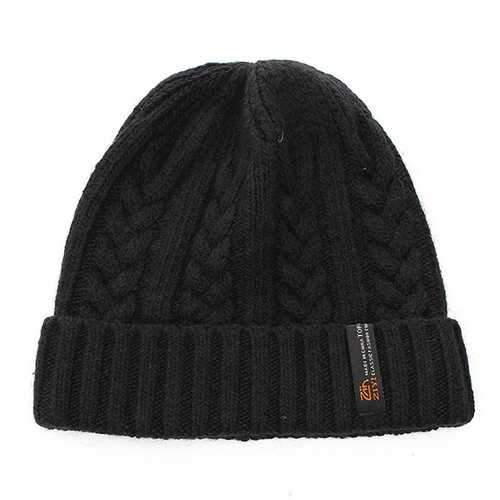 Men Crochet Braided Knit Winter Warm Ski Beanie Wool Cuff Hats Caps