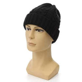 Men Crochet Braided Knit Winter Warm Ski Beanie Wool Cuff Hats Caps