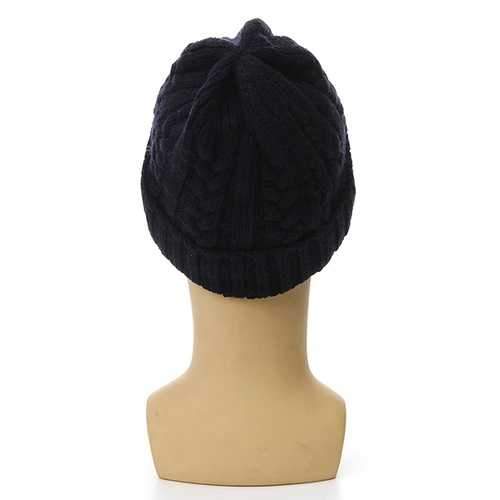 Men Crochet Braided Knit Winter Warm Ski Beanie Wool Cuff Hats Caps