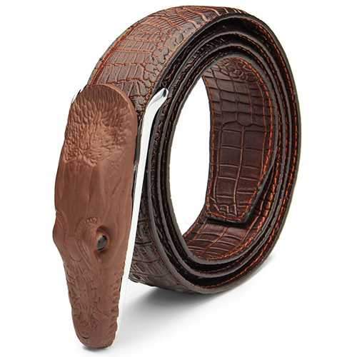 125CM Mens Leather  Polyvinyl Chloride Alligator Alloy Belt