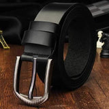 Mens Genuine Big Yards Cowhide Extended Needle Buckle Alloy Belt