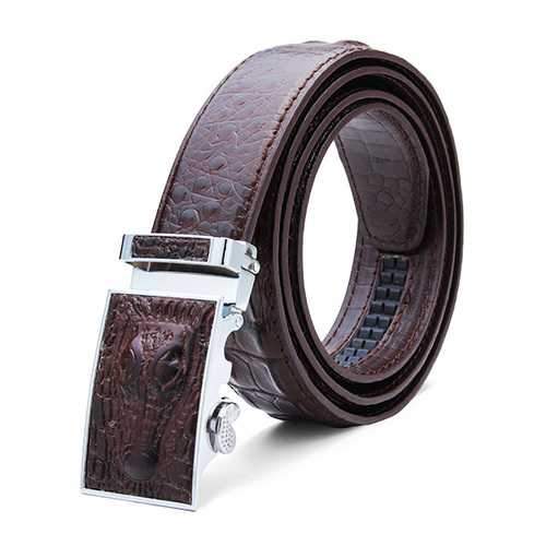 125CM Men's Belt Crocodile Grain Automatic Buckle PU Strip