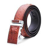 125CM Men's Belt Crocodile Grain Automatic Buckle PU Strip