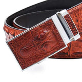 125CM Men's Belt Crocodile Grain Automatic Buckle PU Strip
