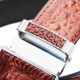 125CM Men's Belt Crocodile Grain Automatic Buckle PU Strip