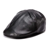 Unisex Artificial Leather Bonnet Newsboy Beret Cabbie Golf Hat Gentleman Cap For Men Women