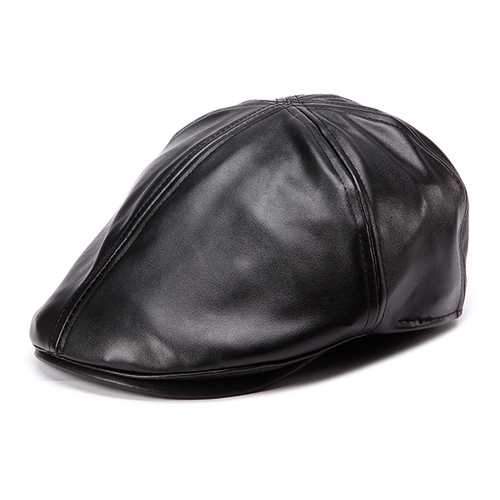 Unisex Artificial Leather Bonnet Newsboy Beret Cabbie Golf Hat Gentleman Cap For Men Women