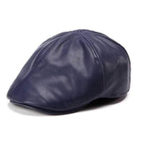 Unisex Artificial Leather Bonnet Newsboy Beret Cabbie Golf Hat Gentleman Cap For Men Women