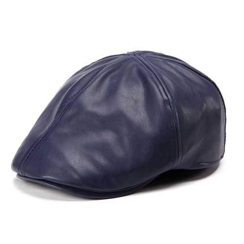 Unisex Artificial Leather Bonnet Newsboy Beret Cabbie Golf Hat Gentleman Cap For Men Women