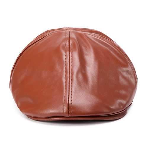 Unisex Artificial Leather Bonnet Newsboy Beret Cabbie Golf Hat Gentleman Cap For Men Women