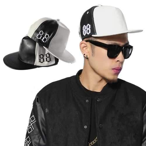 88 Embroidery PU Snapback Baseball Cap Adjustable Hip-hop Hat