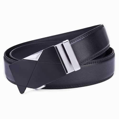 120CM Mens Belt Peritoneal Second Layer Leather  Business Automatic Alloy Buckle Strip