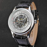 FORSINING A708 Siliver Case Leather Band Mechanical Wrist Watch