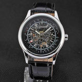 FORSINING A708 Siliver Case Leather Band Mechanical Wrist Watch
