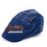 Mens Vintage Beret Hat SAILING Embroidery Washed Cotton Paper Boy Cap