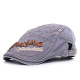 Mens Vintage Beret Hat SAILING Embroidery Washed Cotton Paper Boy Cap