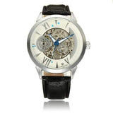 Forsining 897 Black White Leather Band Mechanical Wrist Watch