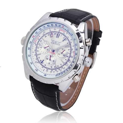 JARAGAR Automatic Mechanical PU Band Big Dial Fashion Watch