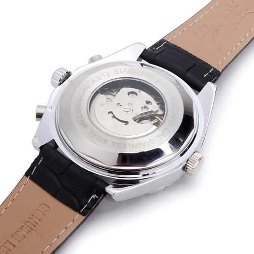 JARAGAR Automatic Mechanical PU Band Big Dial Fashion Watch