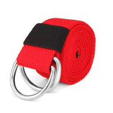 110CM Men Women Canvas Belt Pure Color Doubel Buckle Loop Strip