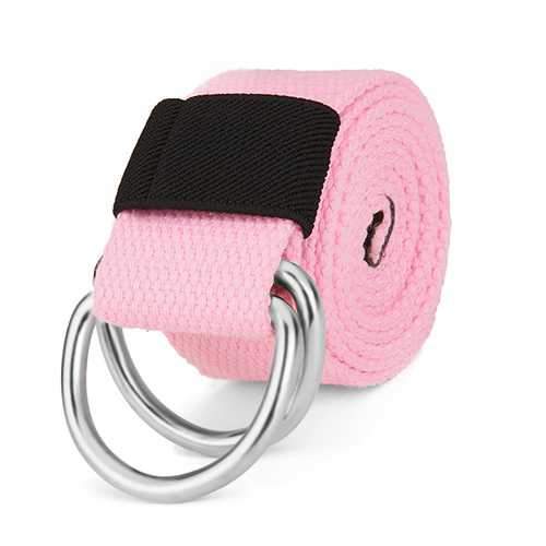 110CM Men Women Canvas Belt Pure Color Doubel Buckle Loop Strip