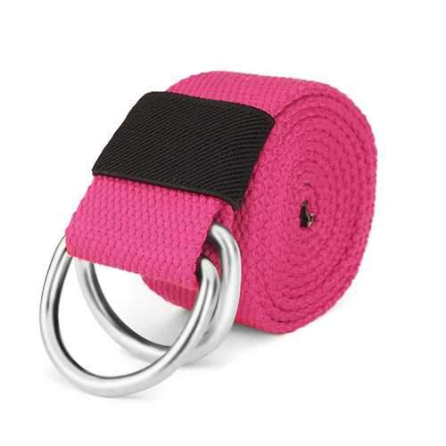 110CM Men Women Canvas Belt Pure Color Doubel Buckle Loop Strip