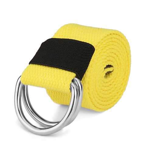 110CM Men Women Canvas Belt Pure Color Doubel Buckle Loop Strip