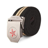 120CM Men Canvas Belt Pentastar Thickening Alloy Buckle Pants Strip