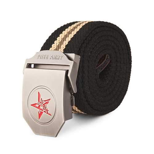 120CM Men Canvas Belt Pentastar Thickening Alloy Buckle Pants Strip