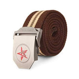 120CM Men Canvas Belt Pentastar Thickening Alloy Buckle Pants Strip