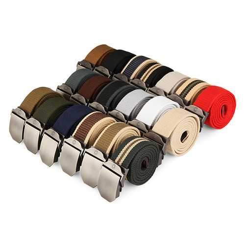 125CM Men Canvas Belt Thickening Alloy Buckle Pants Strip