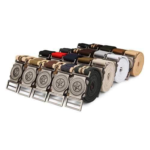 140CM Men Pentagram Extended Length Canvas Military Tactical Belt Automatic Buckle