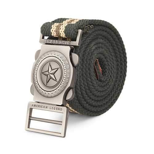 140CM Men Pentagram Extended Length Canvas Military Tactical Belt Automatic Buckle