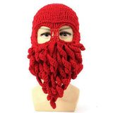 Unisex Winter Warm Knitted Crochet Wool Ski Face Mask Octopus Squid Cap Beanie Hat