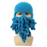 Unisex Winter Warm Knitted Crochet Wool Ski Face Mask Octopus Squid Cap Beanie Hat