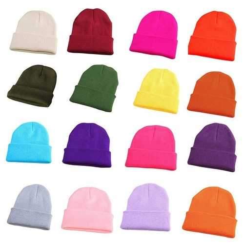 Unisex Beanie Knit Ski Cap Hip-Hop Blank Color BBOY Winter Warm Wool Hat
