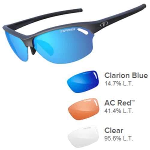 Tifosi Wasp Clarion Blue/AC Red&trade;/Clear Lens Sunglasses - Matte Black