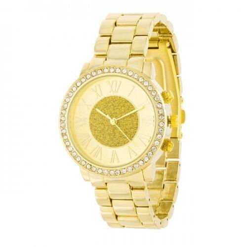 Roman Numeral Goldtone Watch With Crystals (pack of 1 ea)