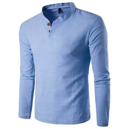 Linen Chinese Collar Casual T-shirt