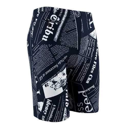 Plus Size Swimming Swimsuits Zipper Pocket Printing Knee Length Trunks for Men