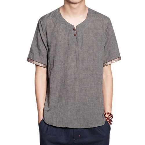 Chinese Style Vintage Linen T Shirt