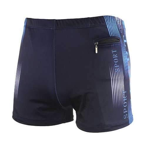Plus Size Hot Spring Zipper Pocket Shorts Surf Swimming Printing Boxers Swim Trunks for Men
