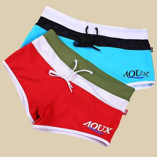 Summer Beach Stitching Swim Trunks Sport Breathable Quick Drying for Men