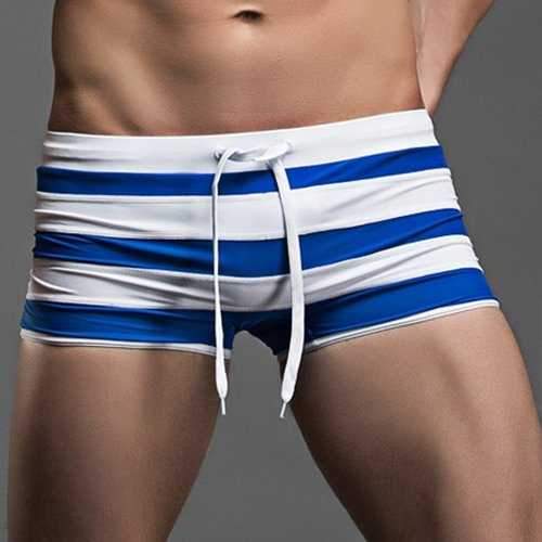 Mens Drawstring Stripe Swimsuit