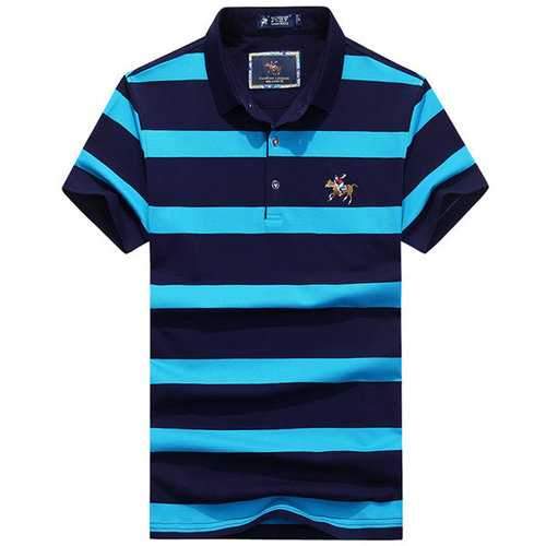 Striped Printed Embroidery Logo Golf Shirt