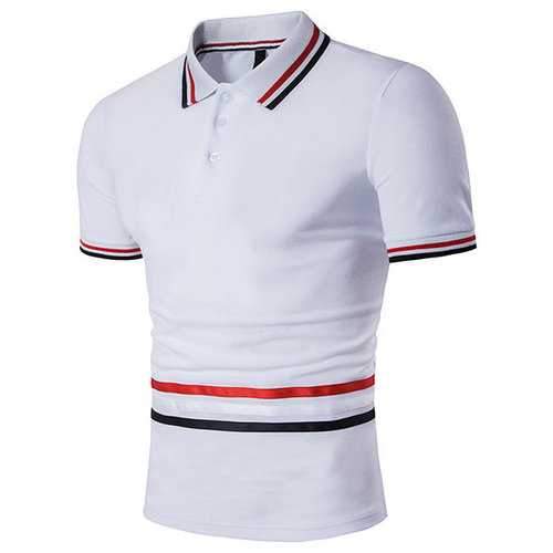 Striped Slim Fit Comfy Turn-down Collar Golf Shirts