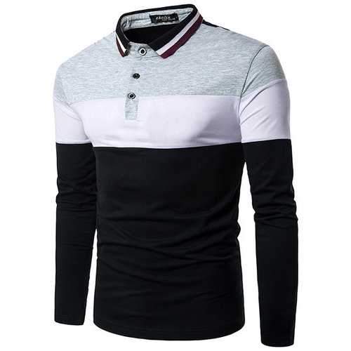 Hit Color Long Sleeve Casual Golf Shirt