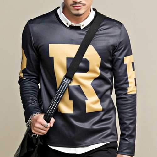 Mens Casual Slim Fit O-Neck Long Sleeve Sweatshirt