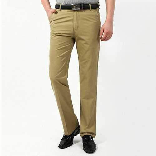 100% Cotton Casual Solid Straight-Leg Thin Pants for Men